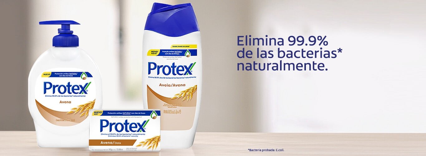 Protex elimina 99.9% de las bacterias naturalmente