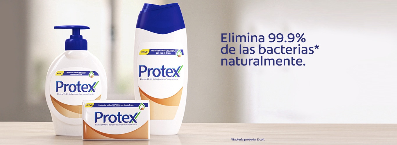 Protex elimina 99.9% de las bacterias naturalmente