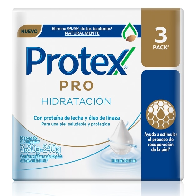 Jabón en barra pack 3 unidades Antibacterial Protex Pro Hidratación